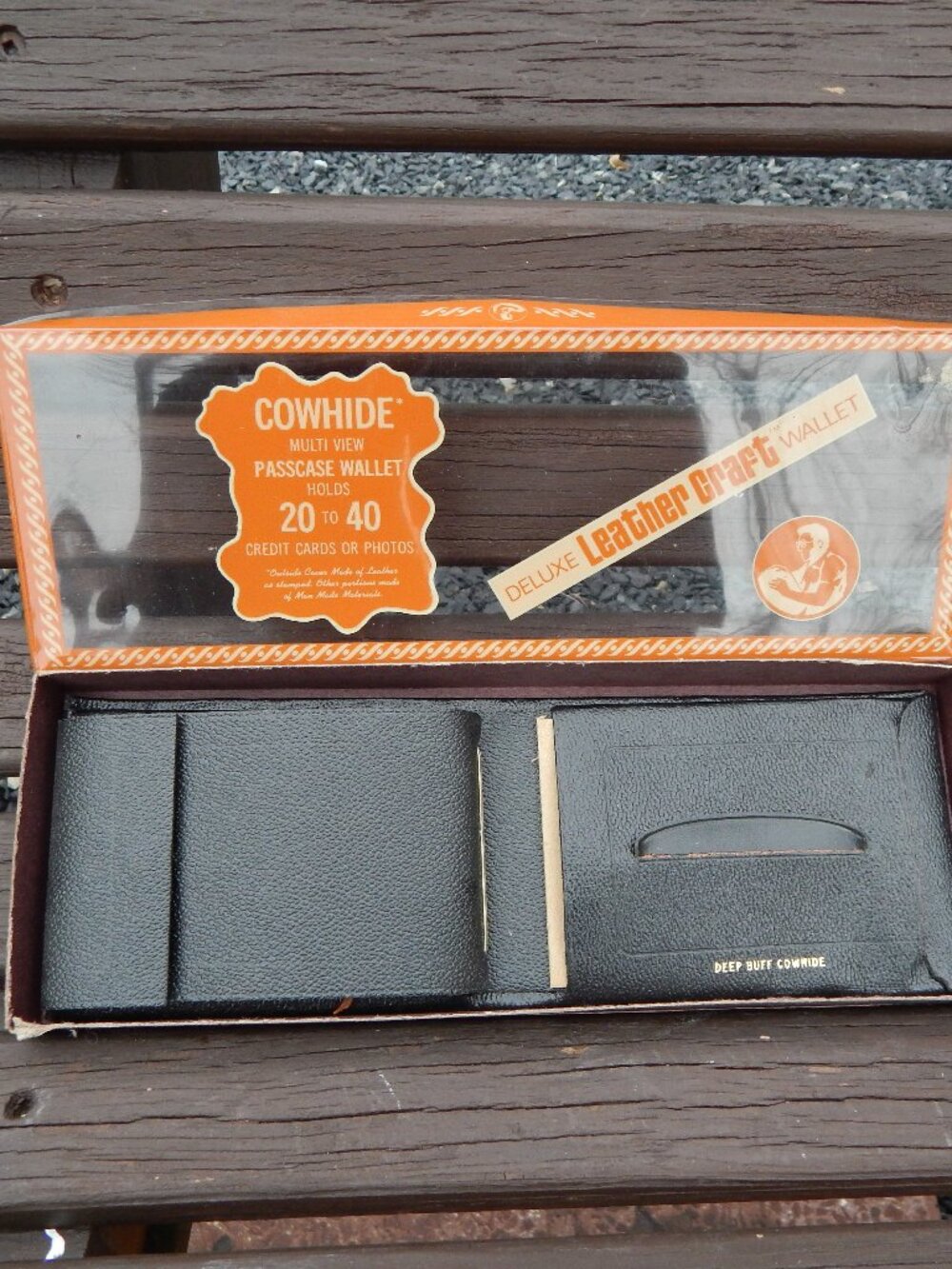 Vintage Deluxe Leather Craft Wallet COWHIDE Multi View Passcode Mens Bi-Fold NEW